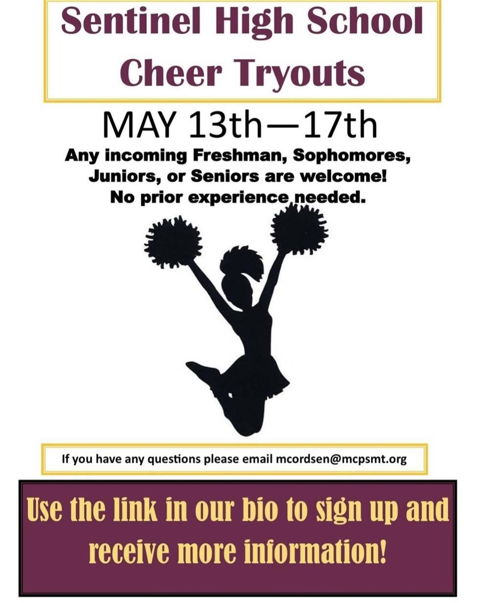 2024-2025 Sentinel Cheer Tryout Information Flyer